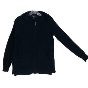 Nwot CHARTER CLUB LUXURY Cashmere Hoodie Women S Black Full Zip Long Sleeve